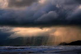 rain storm over the sea